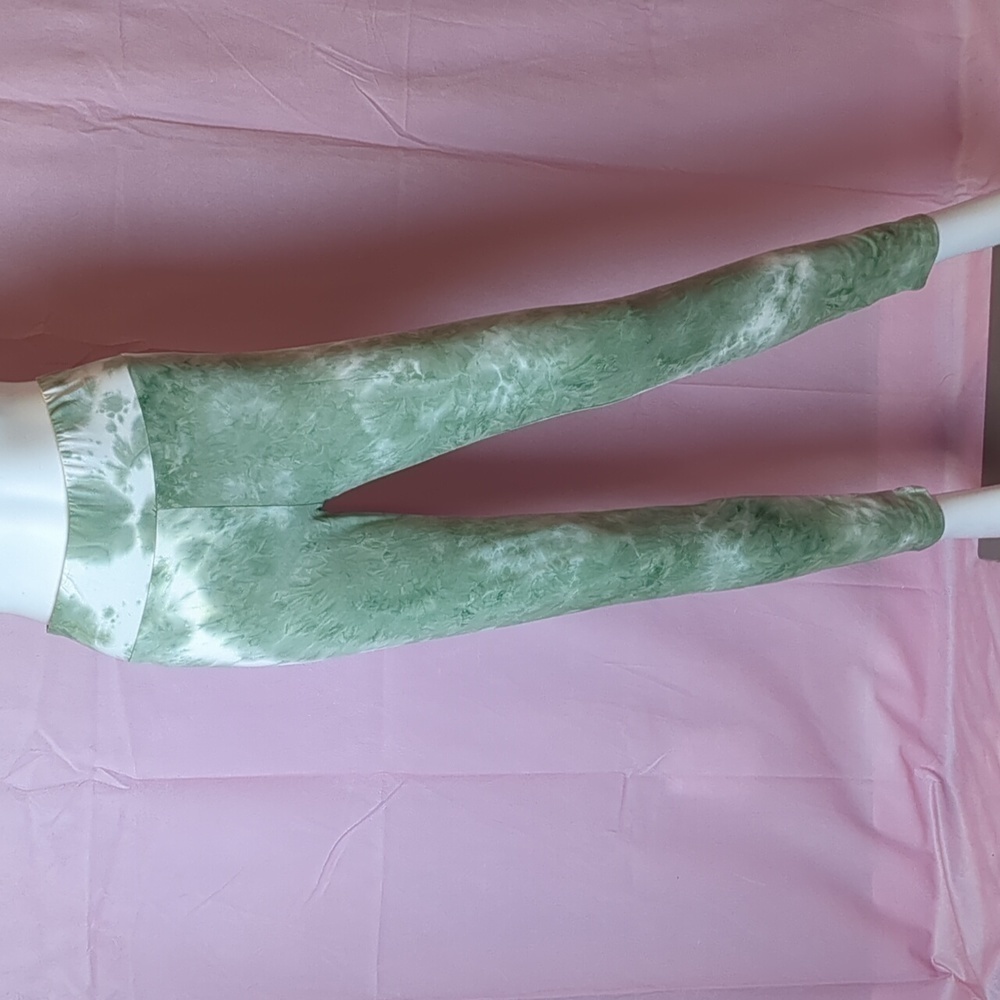 Fashion Nova Running On Coffee Tie Dye Sage Green Leggings size Medium